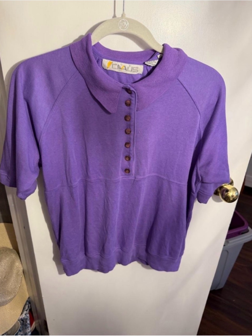 Vintage Chaus Purple Collared Button Pullover Top Medium Retro 80s 90s